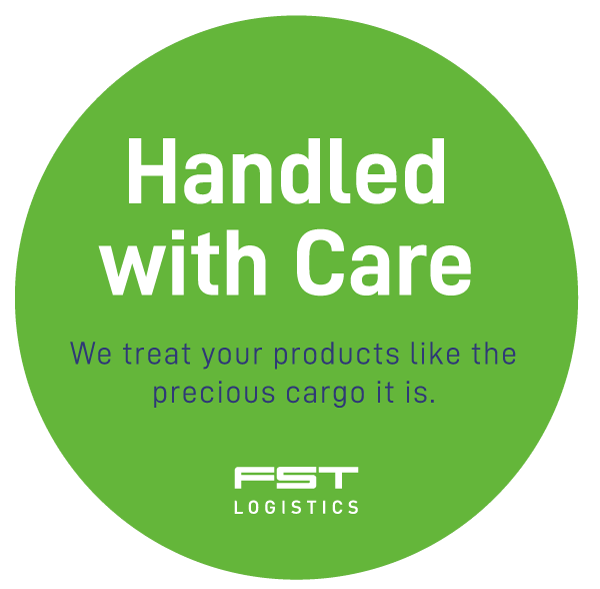 Handled with Care We Treat your products like the precious cargo it is badge
